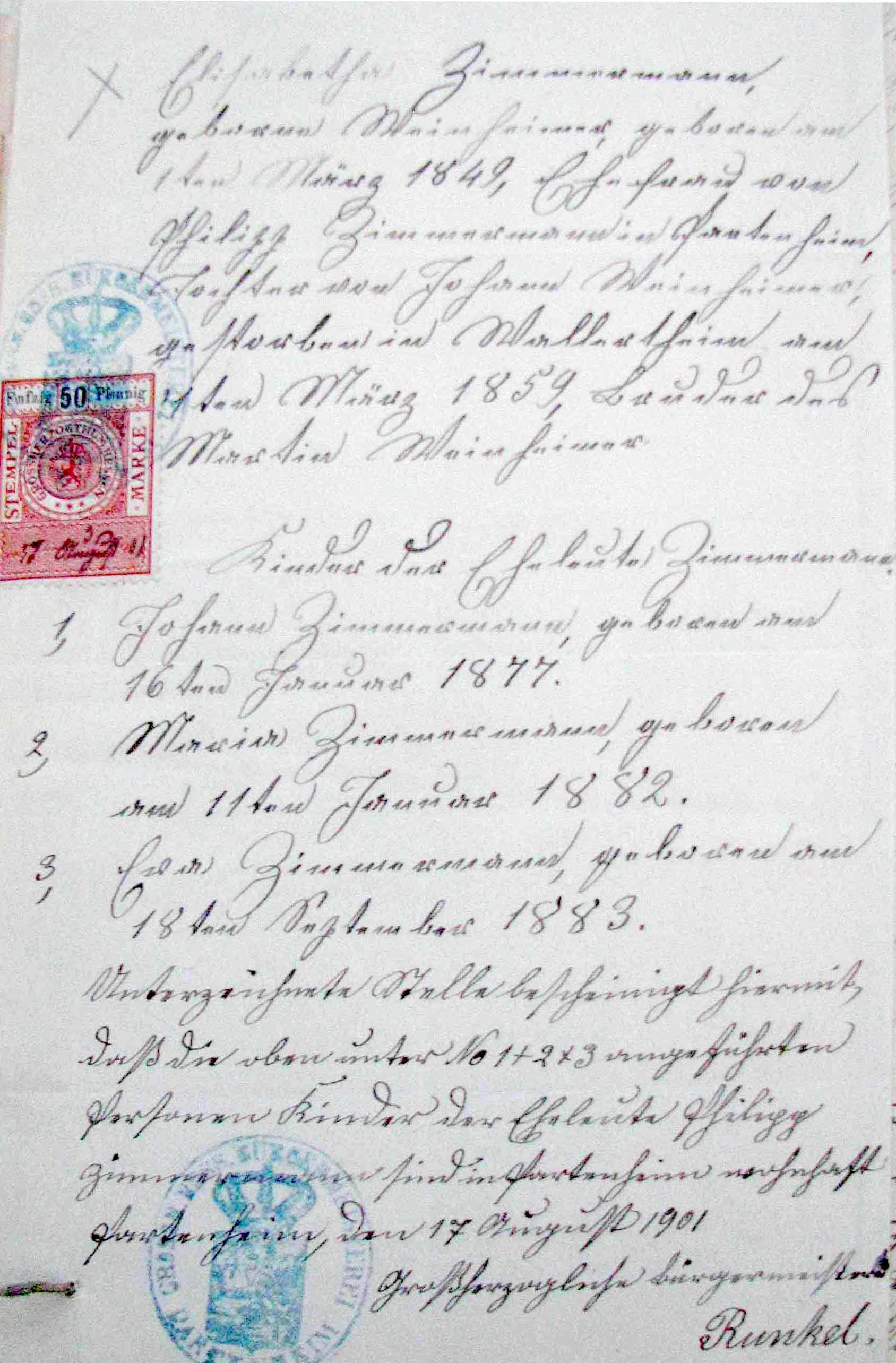 Example of documentation found in consular estate files