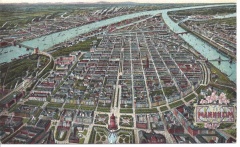 Panoramic of Mannheim & Rivers with Flower Inset 600 dpi